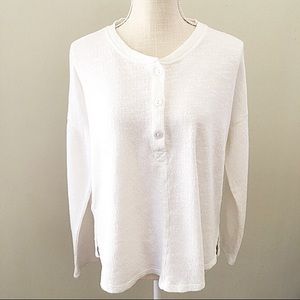 Lou & Grey Henley super soft loose knit cotton viscose long sleeve sz M
